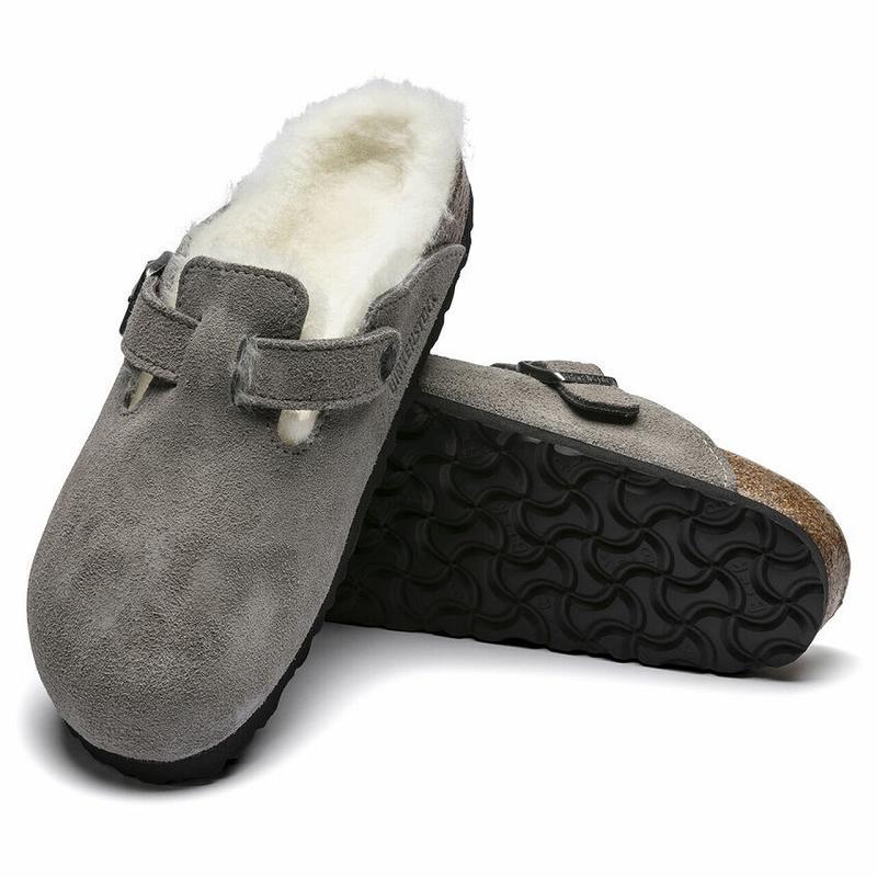 Boston Birkenstock Shearling Semisove Panske Siva | SK 359KOR